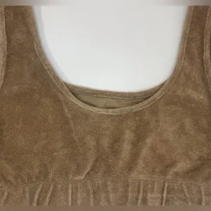 Zara Women’s Terry Sleeveless Crop Beach Neutral Lounge Tank Tan Top Size‎ S thumbnail 6