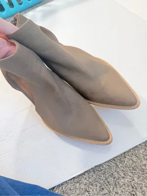 Free People Brown Leather Ankle Boots Womens 7 Boho Side Cut Out Western Booties thumbnail 2