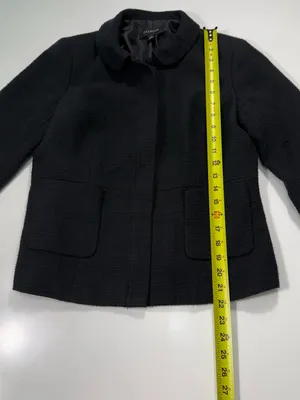 Talbots 100% Cotton Black Zip-Front Textured Blazer Size 6 thumbnail 3