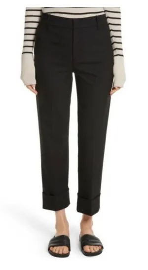 Vince Trousers Women 4 Black Cropped Cuffed Hem Japanese Fabric Minimalist Work thumbnail 1