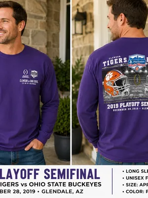 Clemson Tigers Purple 2019 Fiesta Bowl Long Sleeve Tee thumbnail 4