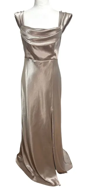 Birdy Grey Mia Satin Dress Champagne Formal Gown Prom Ball‎ Bridesmaid WeddingM thumbnail 1