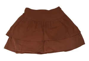 Social Tourist Ruffle Mini Skirt Brown thumbnail 1