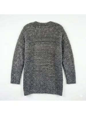 By Anthropologie Eyelash Knit‎ Mini Gray Silver Dress Size Large EUC thumbnail 3