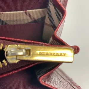 Burberry Bordeaux Leather Bifold Long Wallet w/ Nova Check Interior - Preowned thumbnail 3