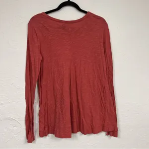 Left of Center Anthropologie Pink Long Sleeve Tee Shirt Womens XS Classic Blouse thumbnail 7