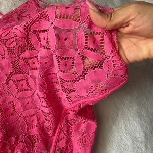 Meshki Hot Pink Lace Slip Mini Dress Size Large Satin Lace Party Date Night thumbnail 9