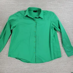 White Fox Short 2 Piece Set Womens S/M Green Button Up Oversized Top Pull On thumbnail 15