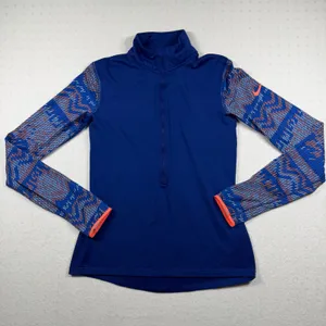 Nike Pro Dri-FIT Women’s 1/2 Zip Pullover Medium Blue Running Athletic Top thumbnail 1