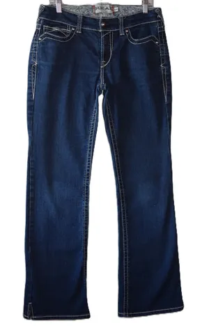 Ariat REAL Bootcut Jeans Womens 30R Dark Wash Studded Embroidered Excellent thumbnail 1