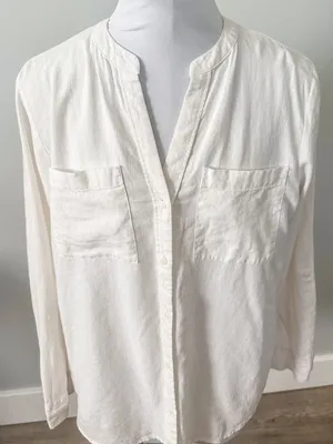 Anthropologie Calligraphie White Linen Shirt thumbnail 2