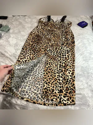 PrettyLittleThing Plus Leopard Satin Lace Cut Out Maxi Dress 18 NWT thumbnail 10