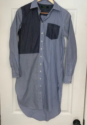 Lauren Ralph Lauren‎ Blue And White Stripe Button Front Dress Size XS thumbnail 1