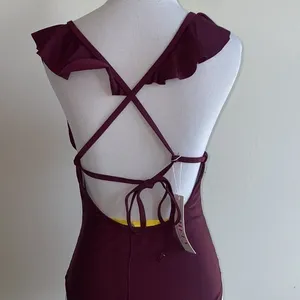 Shely‎ women’s medium one piece ruffle swimsuit thumbnail 4