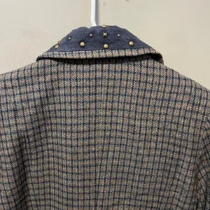 Sundance‎ Women's Wool Blend Plaid Studded Blazer Jacket Size 10 Brown Blue thumbnail 6