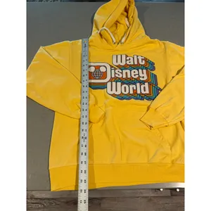 Yellow Walt Disney World Hoodie Pullover‎ Sweatshirt Retro Logo Graphic Size S thumbnail 3