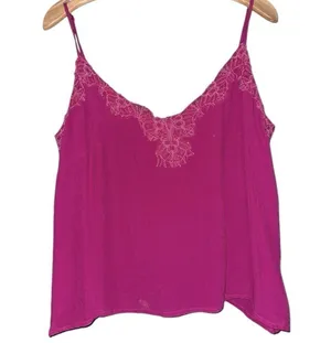 Cleobella Women’s Size M Fuchsia Pink Liliana Lace Trimmed Sleeveless Tank Top thumbnail 2