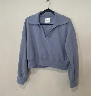 Abercrombie & Fitch Fleece Sweatshirt Size Medium Light Blue Cotton Blend 1440 thumbnail 3