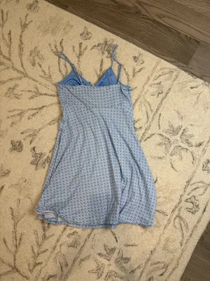 Hollister Blue & White Geometric Tie Front Fit & Flare Dress XS thumbnail 7