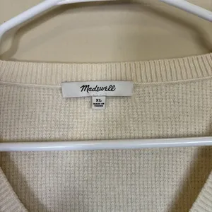 Madewell Women's Asherton Waffle Henley Sweater Wool Blend High Low‎ Size XL thumbnail 4
