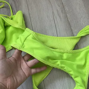 Hollister Neon Bikini Swimsuit pullover cheeky ribbed womens Green (small) beach thumbnail 5