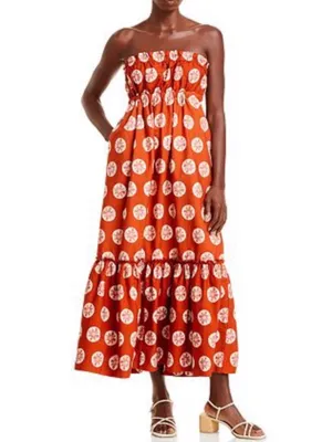 Free People Leanna Bandeau Tube Maxi Dress In Brick Combo Cotton NWT Size Large thumbnail 14
