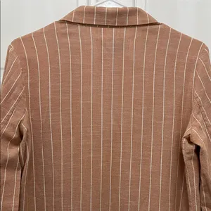 Stradivarius Brown and White Striped One Button Closure Casual Blazer - Sz Small thumbnail 12