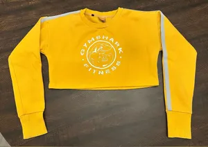 Gymshark Women Yellow Legacy Cropped Pullover Sweater Size S Stretch Gym Yoga thumbnail 1