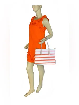 Kate Spade "Patrice" Tropical White, Red, Orange & Pink Tote Bag W/Tan Accents thumbnail 3