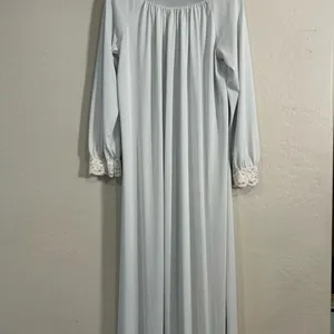 Vintage Shadowline Baby Blue Lace Trim Nylon Robe Small Long Grannycore Lingerie thumbnail 10