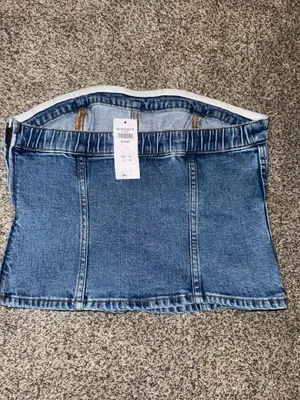 Abercrombie & Fitch Strapless Denim Corset Bustier Top thumbnail 2