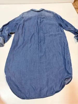 Fossil Blue Denim Shirt Dress size L thumbnail 8