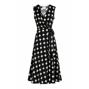 Leota Felicity Dress L Midnight Moon Ruffle Faux Wrap Tie Waist thumbnail 2