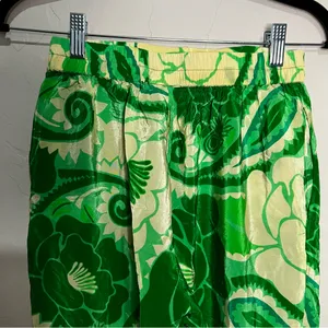 Farm Rio Tropical Groove Green Yellow Floral Bold Wide‎ Leg Flowy Resort Pants thumbnail 7