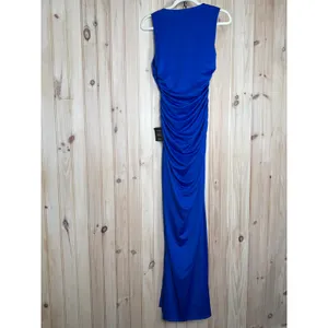 NWT Lulus Enticing Darling Royal Blue Asymmetrical Ruched Maxi Dress Gala Sz XL thumbnail 7