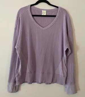 Aerie Purple Thermal Waffle Knit Long Sleeve Shirt Loungewear Women size Medium thumbnail 1