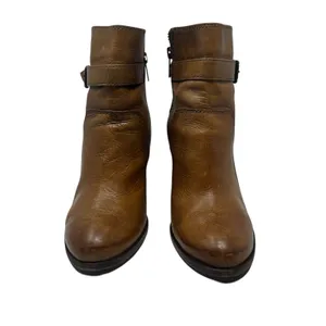 Frye Patty‎ Riding Bootie Brown Leather Harness Ankle Boots Heel Womens 7.5M thumbnail 4