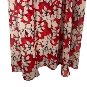TTI Floral Off Shoulder Chiffon Red Maxi Dress Size Small thumbnail 8
