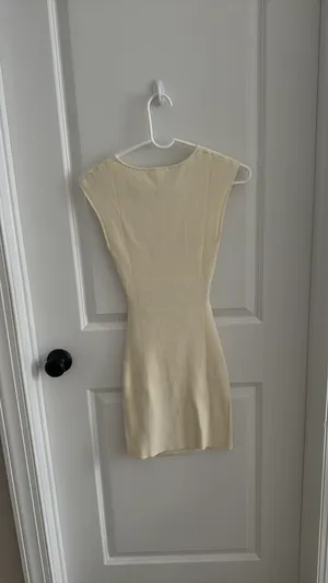 Cream dress with opening in front Tan thumbnail 2