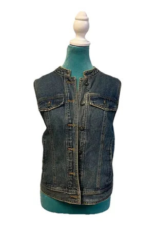 Free People Denim Vest Size S Blue Gilet Northern Light Western Cottage thumbnail 1