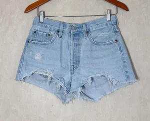 Levi’s 501 Women’s Original Shorts Denim High Rise Button Fly in Light Wash 28 thumbnail 1