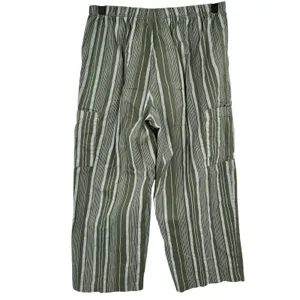 Fresh Produce‎ Green Striped Cotton Cargo Crop Capri Pants Size S Boho Indie thumbnail 2