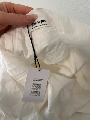 New Showpo Kristi Midi Dress Scoop Neck Fit And Flare Dress In Off White Size M thumbnail 9