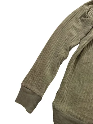 Maurices Olive Green Ribbed Corded Tie Neck Pullover Sweater Front Small Women's thumbnail 10