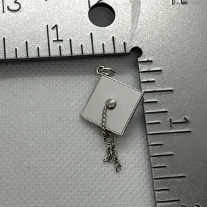 Vintage Graduation Cap White‎ Enamel Tassel Charm Pendant Sterling 925 Silver thumbnail 7