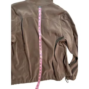 ORVIS Brown Faux Suede Full Zip Jacket Cinch Hem Pockets Y2K Women's 12 thumbnail 13
