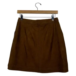 Abercrombie & Fitch Button Front Solid Mini Skirt Brown Boho Suede Size M thumbnail 3