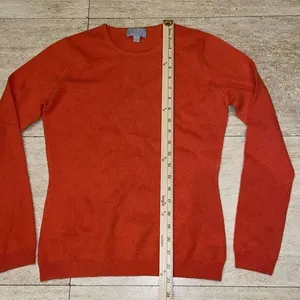 Pure Collection 100% Cashmere Long Sleeve‎ Crew Neck Sweater Orange Size 2 thumbnail 4