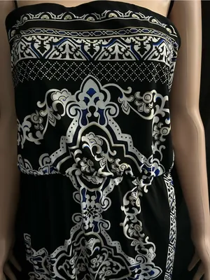 White House Black Market Black & White Printed Strapless Dress thumbnail 7