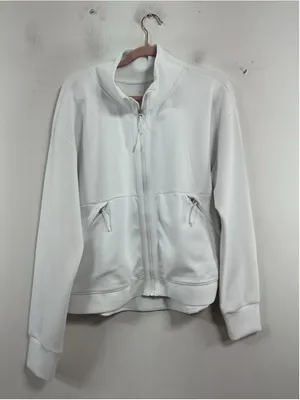 Womans Excellent Condition Apana Long Sleeve Zip Up Warm Up Jacket XL White thumbnail 1